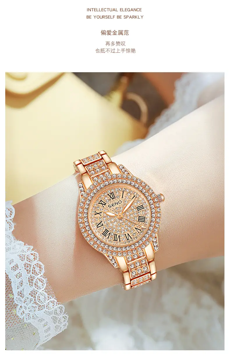 Star-Studded Women's Quartz Watch with Diamond Band — feature 9