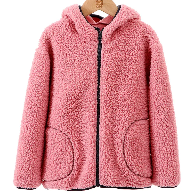 Children's Lamb Fleece Hoodie Blue Pink Winter Warm - Image 10
