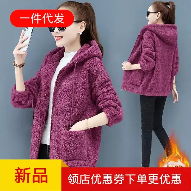 Women Fleece Zipper Hoodie Black 2024 Winter - Image 10