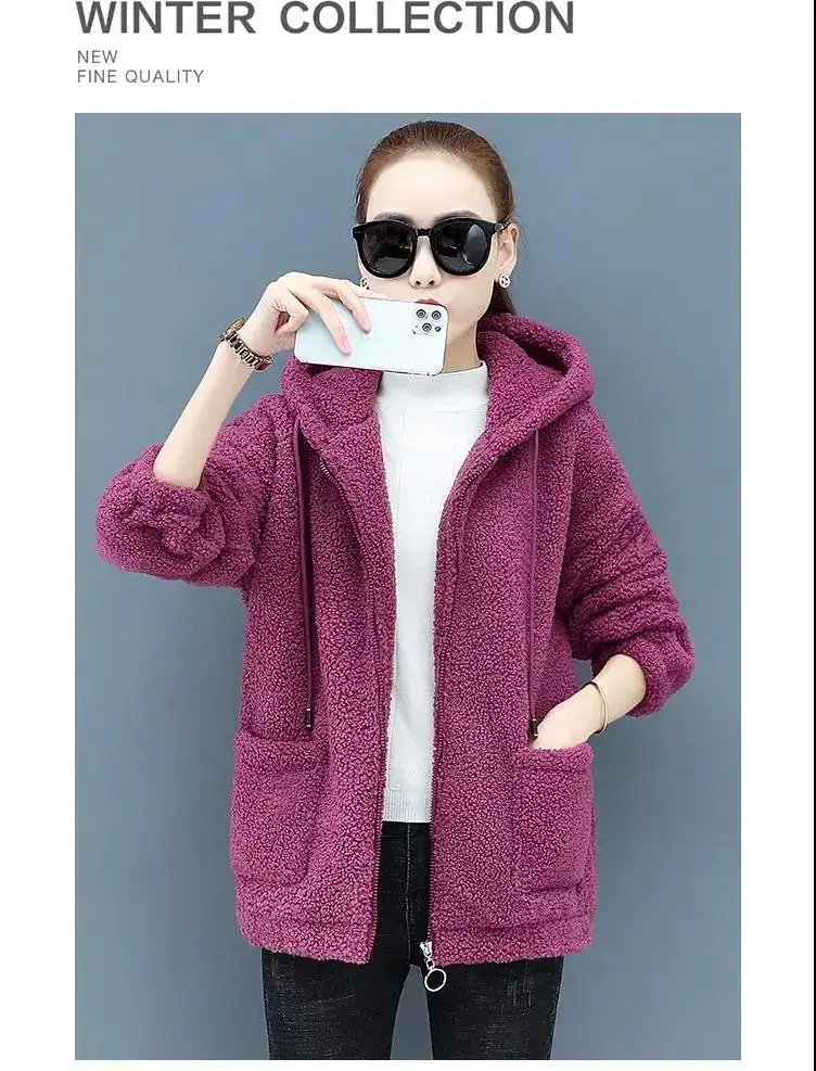 Women Fleece Zipper Hoodie Black 2024 Winter — feature 10
