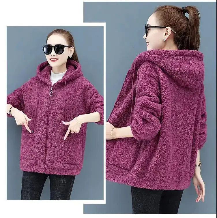 Women Fleece Zipper Hoodie Black 2024 Winter — feature 12