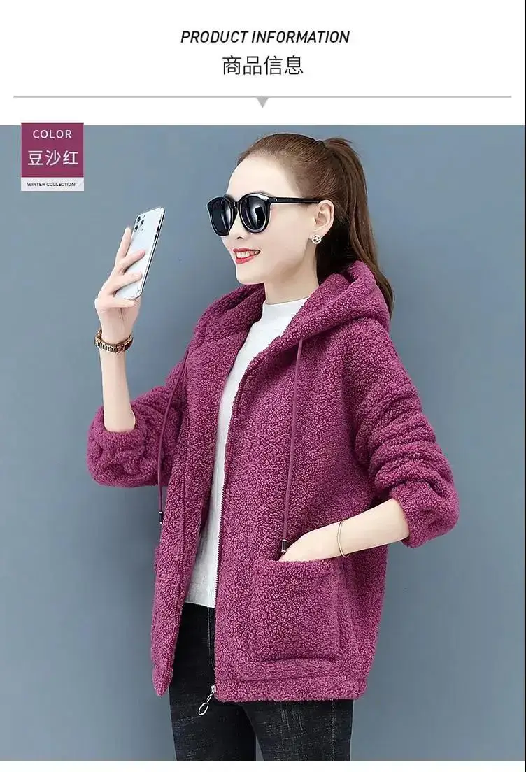 Women Fleece Zipper Hoodie Black 2024 Winter — feature 9