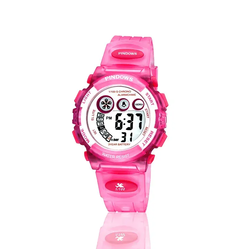 Kids Waterproof Digital Alarm Clock Pink Black - Image 2