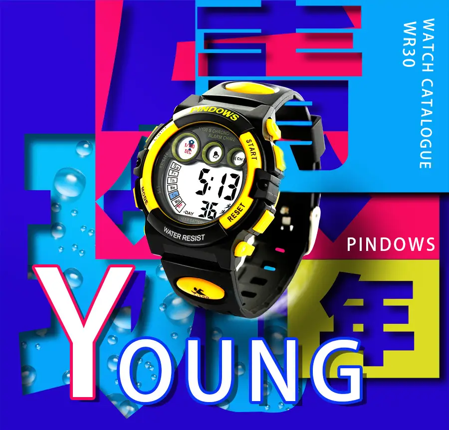 Kids Waterproof Digital Alarm Clock Pink Black — feature 2