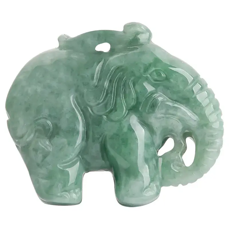 Natural Jade Elephant Pendant with Red Stone Accord - Image 5