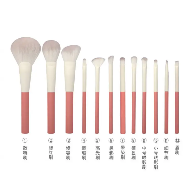 12-Piece Makeup Brush Set for Blush, Eyeshadow, High Gloss & Powder - Image 9