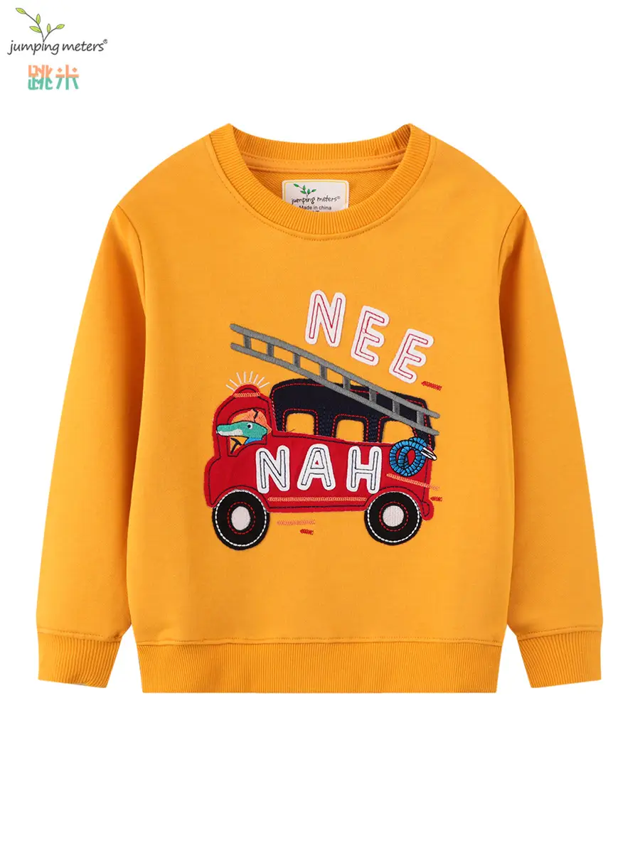 European American Cross-Border Boys Sweatshirt Orange Cartoon Excavator