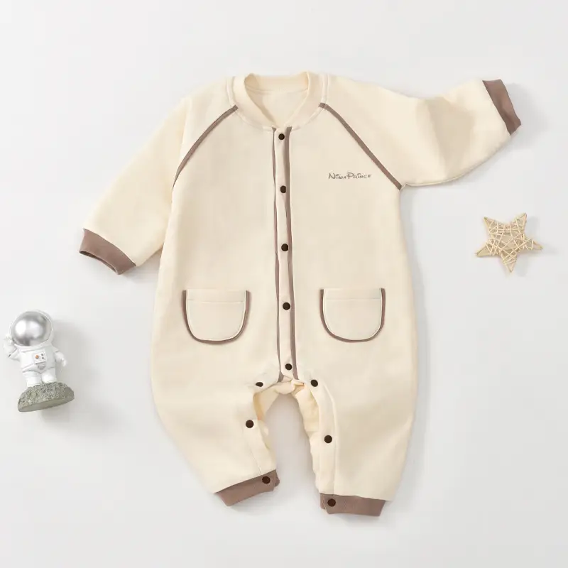 Baby Quilted Jumpsuit Cream Single Breasted Winter Clothing - Image 7
