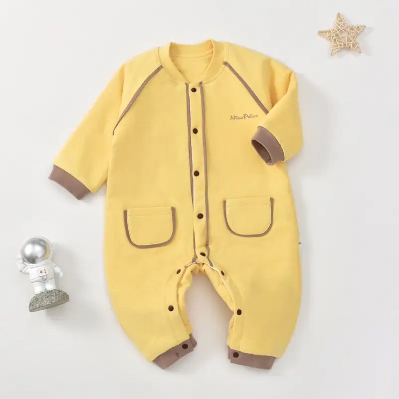 Baby Quilted Jumpsuit Cream Single Breasted Winter Clothing - Image 3
