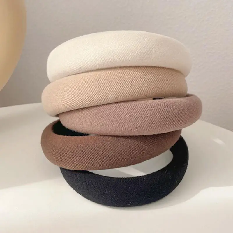 2023 Korean Celebrity Wide Brim Sponge Hair Hoop Black - Image 8