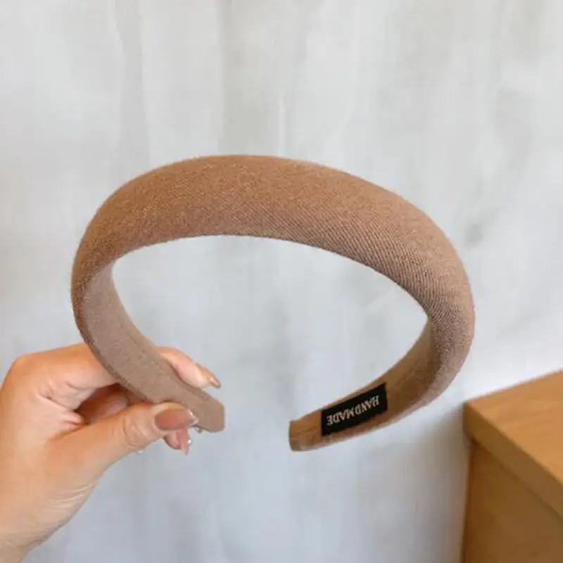 2023 Korean Celebrity Wide Brim Sponge Hair Hoop Black - Image 2