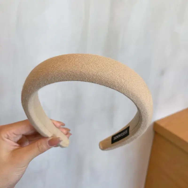 2023 Korean Celebrity Wide Brim Sponge Hair Hoop Black - Image 3