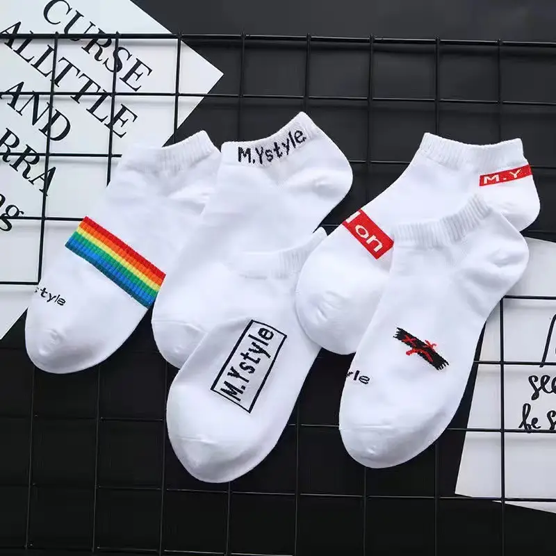 Thin short tube solid color does not support mixed bag spot polyester cotton bag boat socks