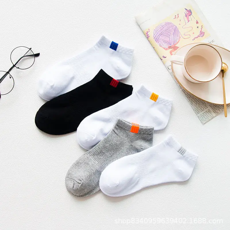 Thin short tube solid color does not support mixed bag spot polyester cotton bag boat socks