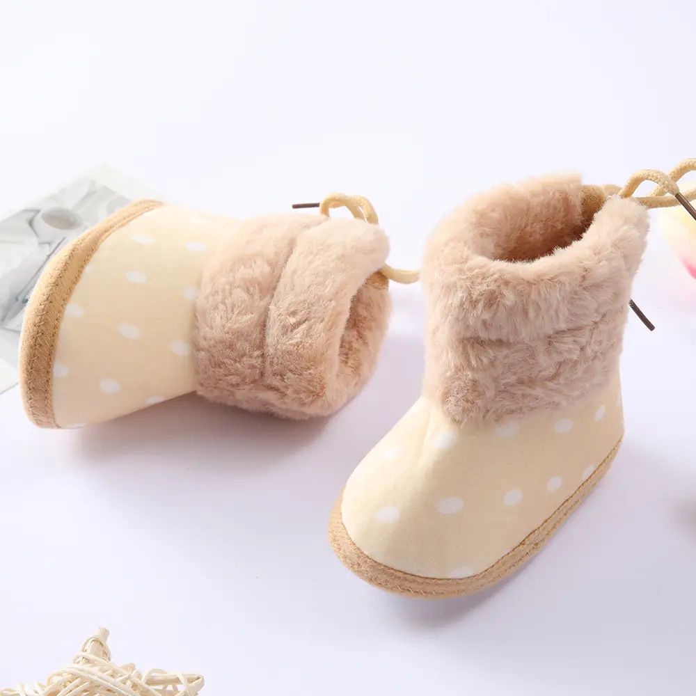 Newborn Polka Dot Plush Boots 0-1 Year Old