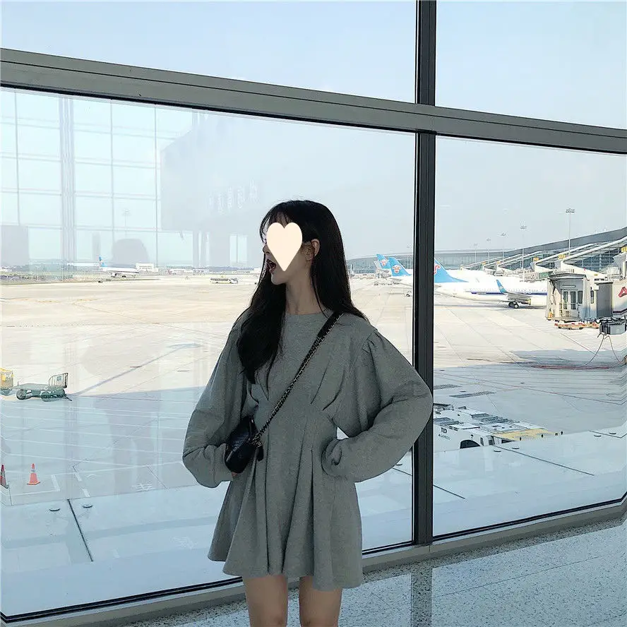 New Style Long Sleeve A-Line Skirt Set Grey 2026