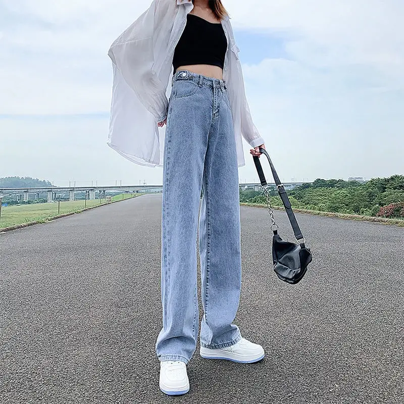 Women's Black Wide Leg High Waist Jeans Spring Autumn - Image 6