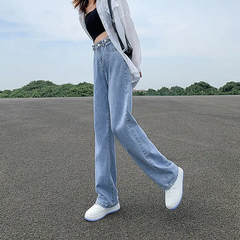 Women's Black Wide Leg High Waist Jeans Spring Autumn - Image 7