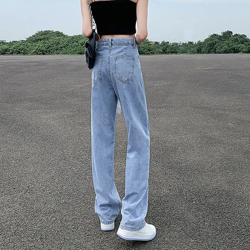 Women's Black Wide Leg High Waist Jeans Spring Autumn - Image 8