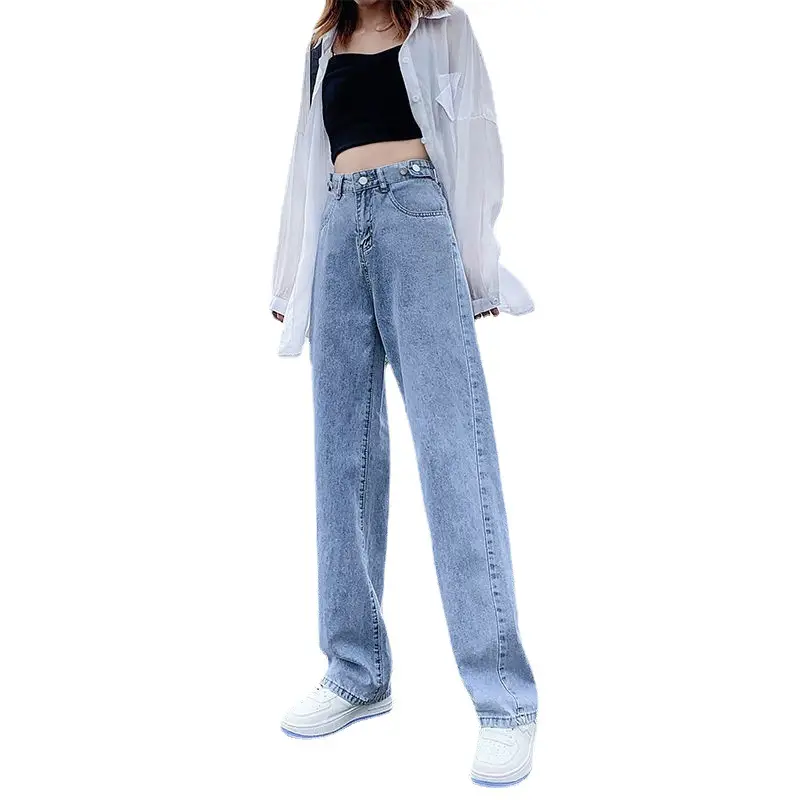 Women's Black Wide Leg High Waist Jeans Spring Autumn - Image 9