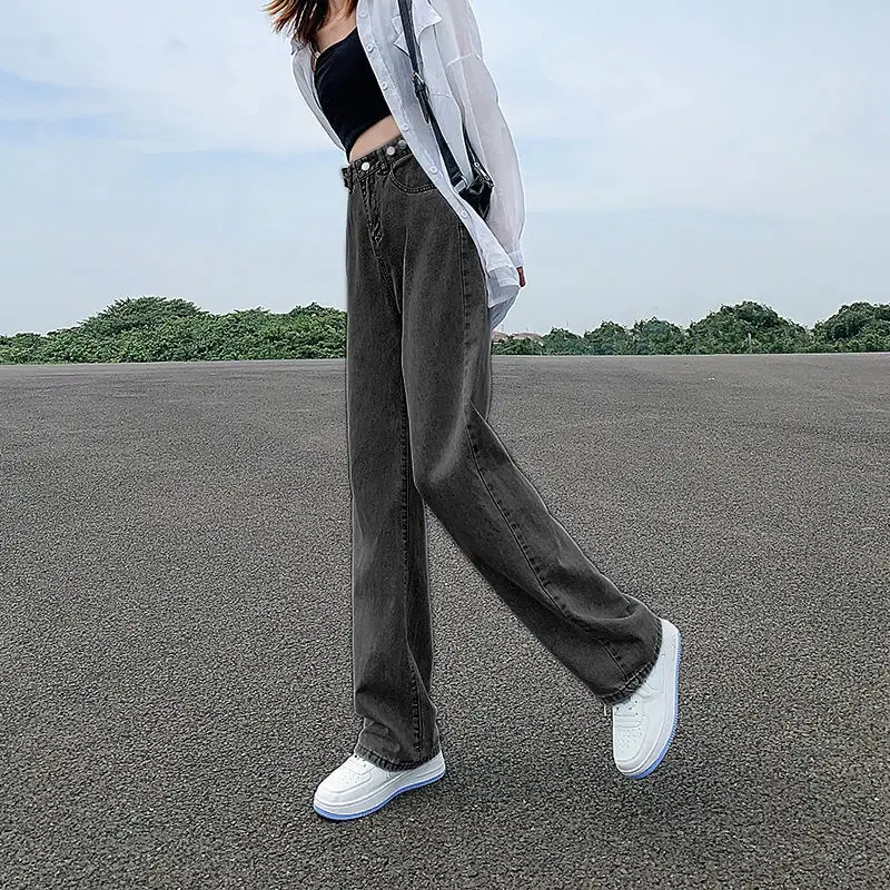 Women's Black Wide Leg High Waist Jeans Spring Autumn - Image 3