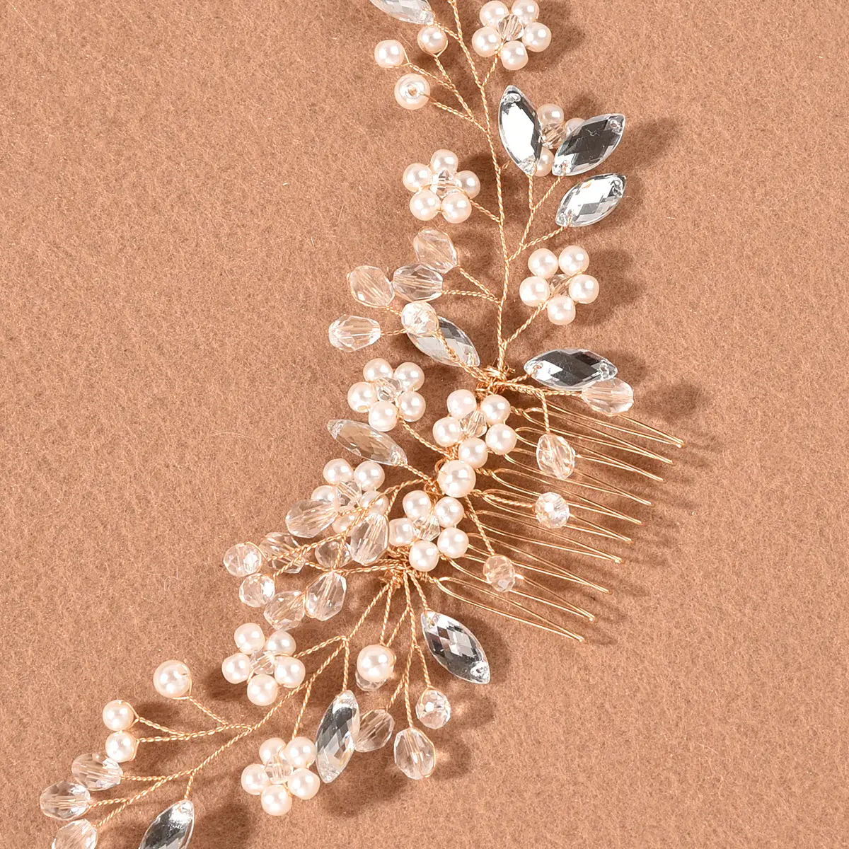 Crystal Pearl Hair Comb with European American Design - Image 5