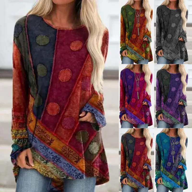 Purple Printed Long Sleeve Women's Sweatshirt