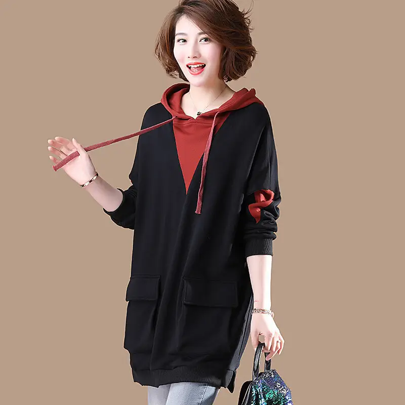 Women Korean Style Hoodie Blue Long Sleeve Plus Size — feature 13