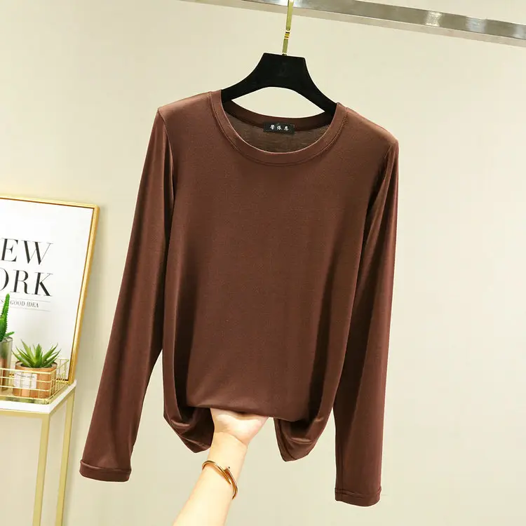Women Long Sleeve Half Crewneck Top Large Grey - Image 13