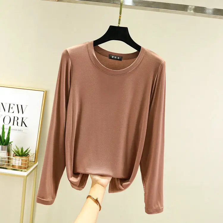 Women Long Sleeve Half Crewneck Top Large Grey - Image 2