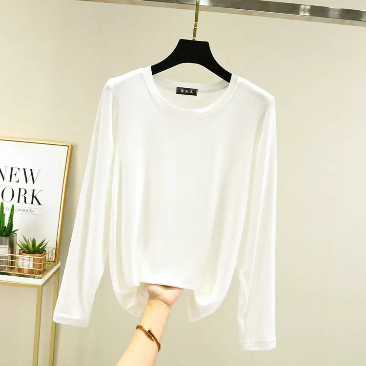 Women Long Sleeve Half Crewneck Top Large Grey - Image 3