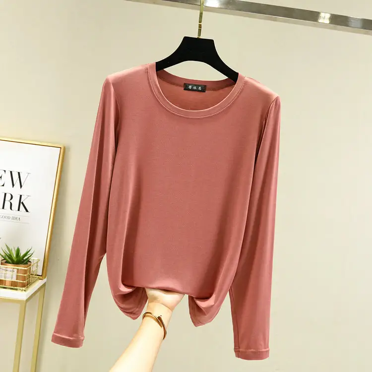 Women Long Sleeve Half Crewneck Top Large Grey - Image 5