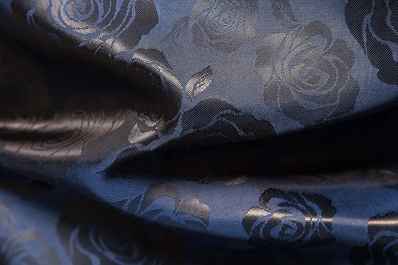 Men Long Sleeve Button Shirt Slim Fit Rose Print — feature 32
