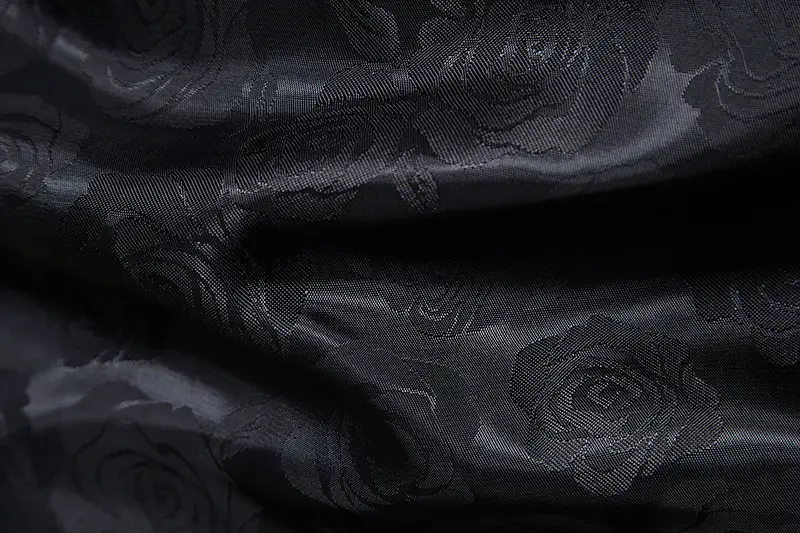 Men Long Sleeve Button Shirt Slim Fit Rose Print — feature 6