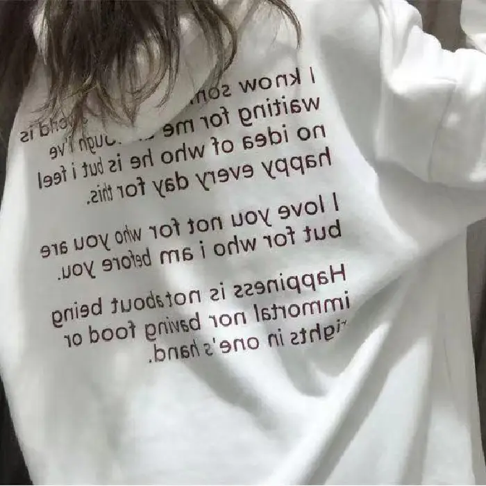 Women Cotton Hooded Sweatshirt White Letter Print - Image 5