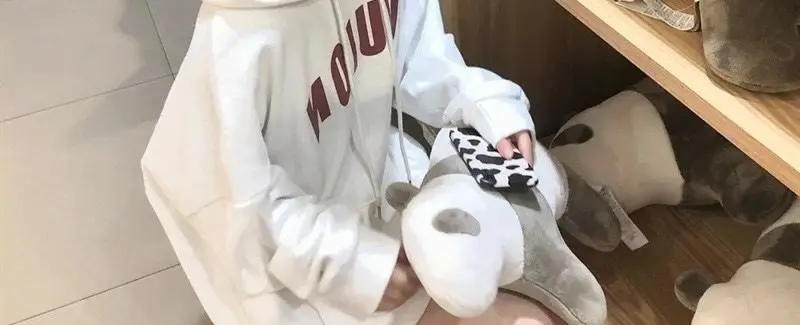 Women Cotton Hooded Sweatshirt White Letter Print — feature 9