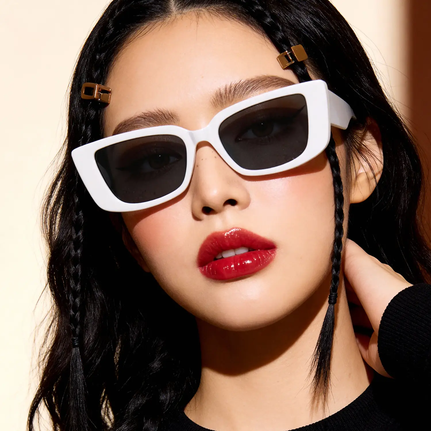 Women Retro Rectangular Sunglasses with Face Coverage — feature 10