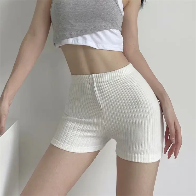 Women's Elastic Waist Shorts White Brown Black - Image 6