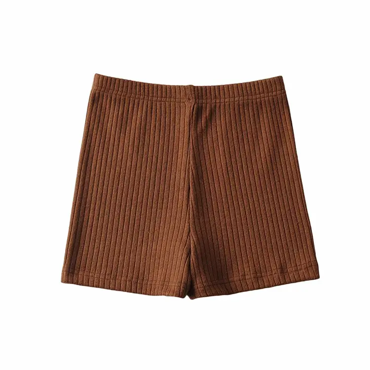 Women's Elastic Waist Shorts White Brown Black - Image 9