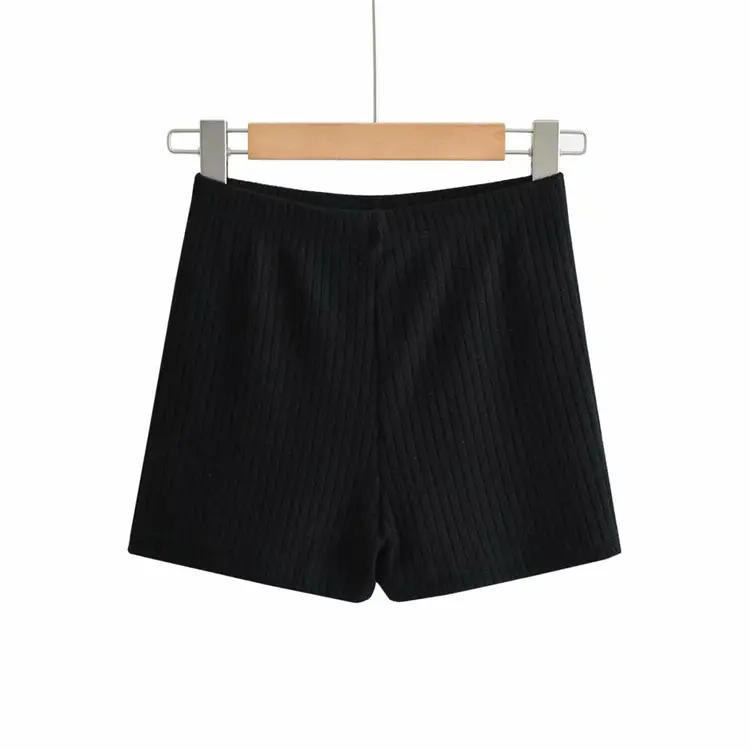 Women's Elastic Waist Shorts White Brown Black - Image 3