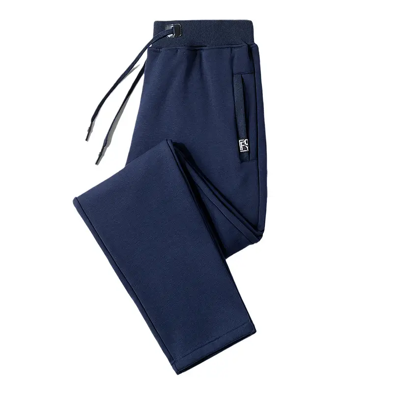 Men Navy Blue Fleece Sports Pants Large