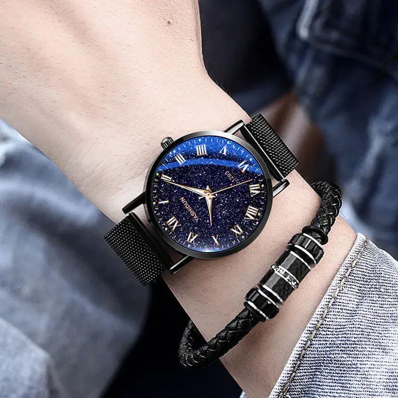 Men's Waterproof Steel Band Watch with Daily Life Function