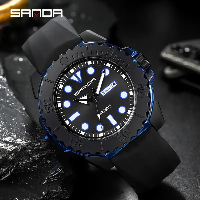 Sanda Black LED Digital Watch for Men Women Waterproof Sports - Image 5