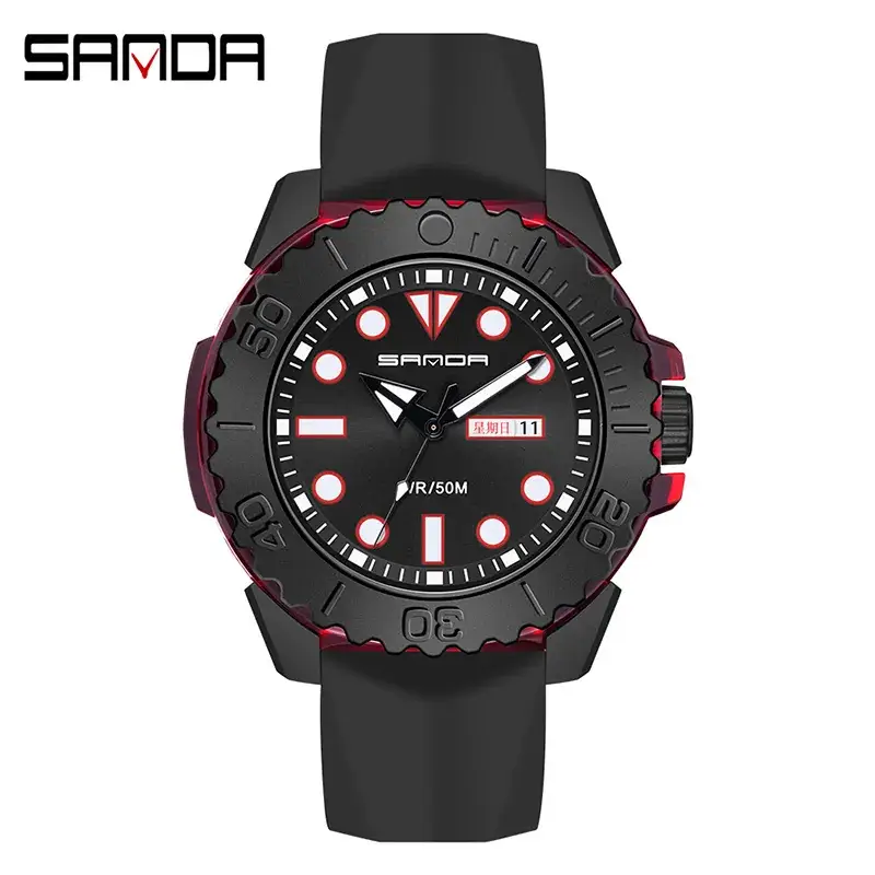 Sanda Black LED Digital Watch for Men Women Waterproof Sports - Image 2