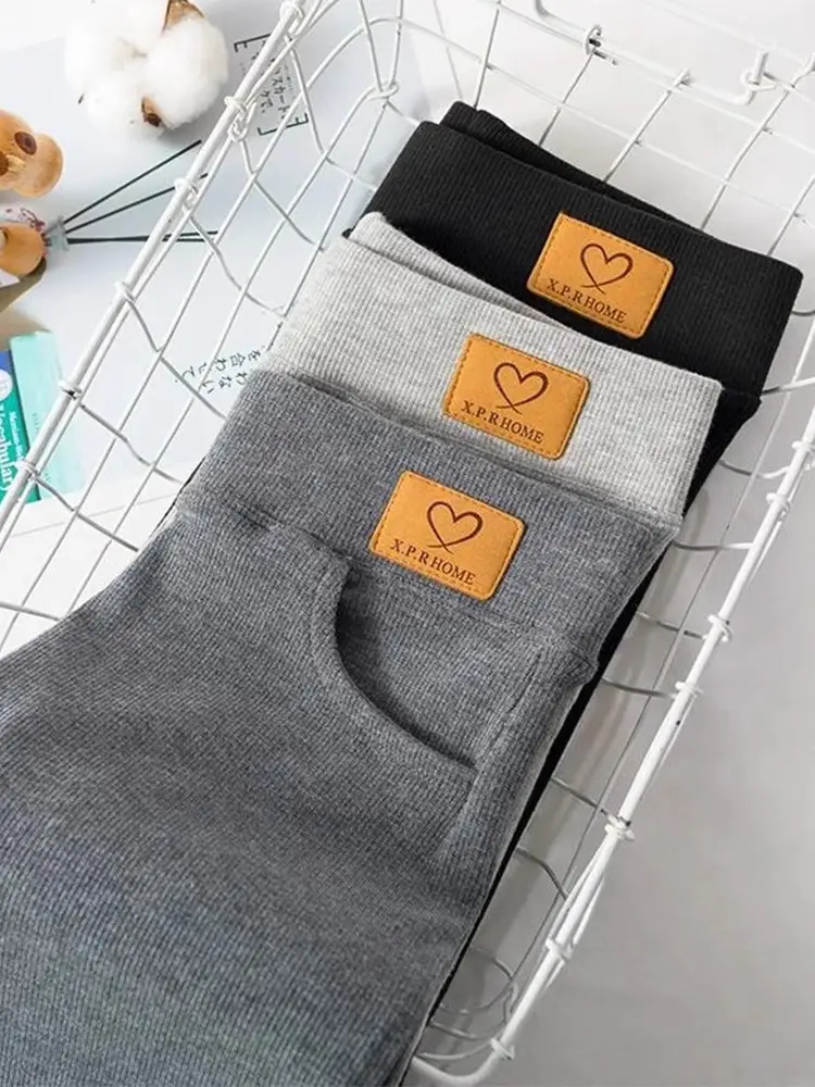 2021 Grey Thread Leggings Women's Tight Stretch High Waist Slimming - Image 4