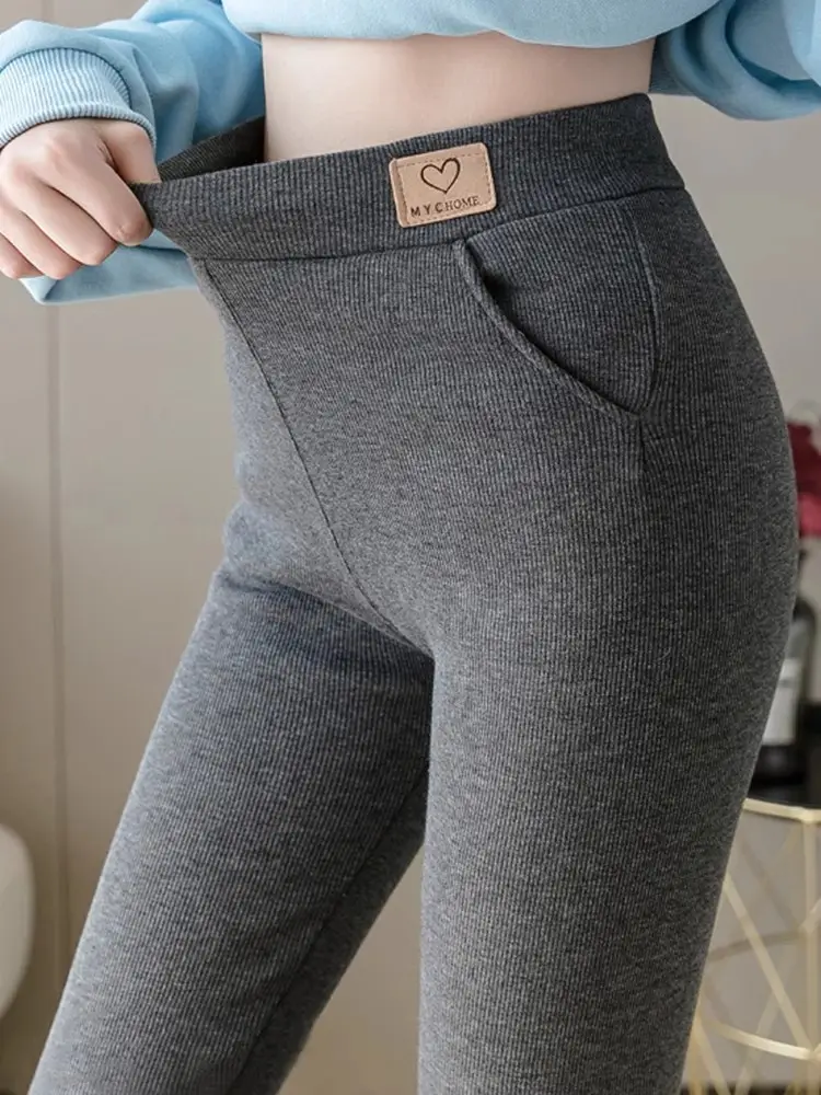 2021 Grey Thread Leggings Women's Tight Stretch High Waist Slimming - Image 5