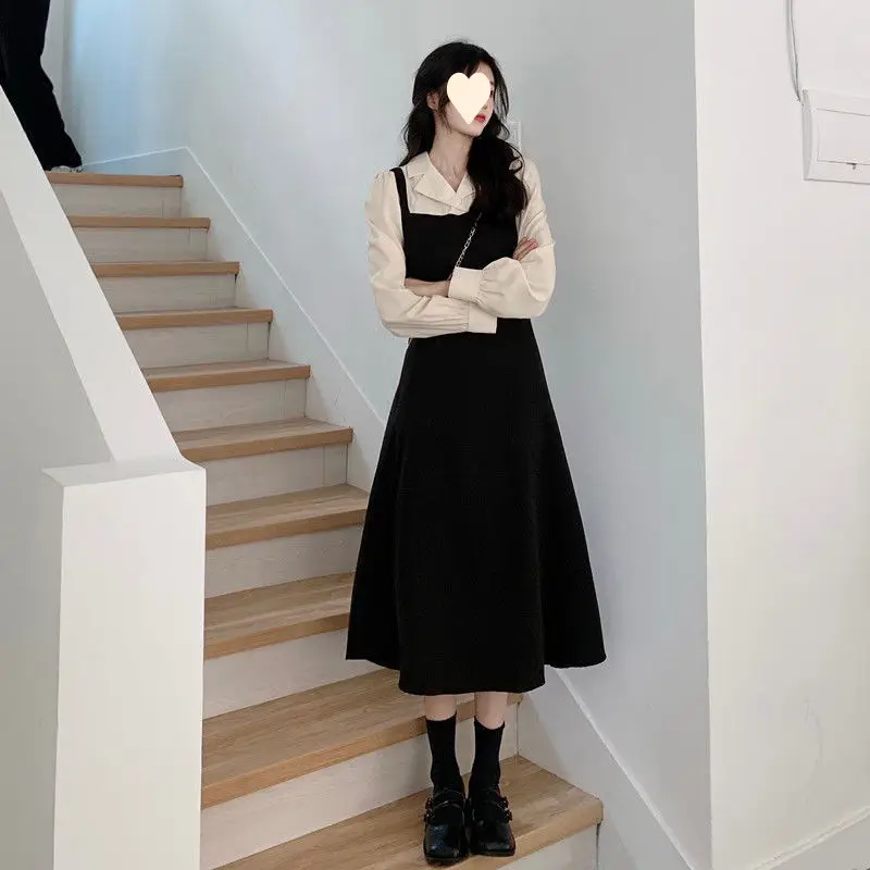 Long-sleeved Fake Two-Piece Dress for Women Autumn 2025 - Image 4