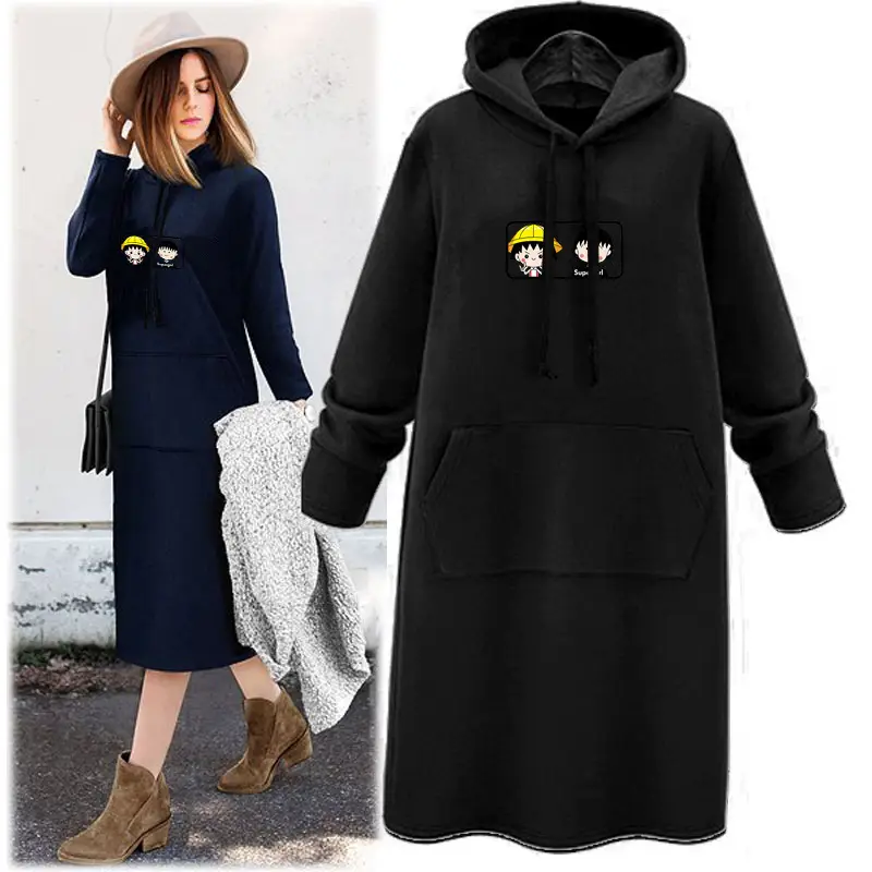 Maroon Hooded Hoodie for Women Large Size Autumn Winter - Image 3
