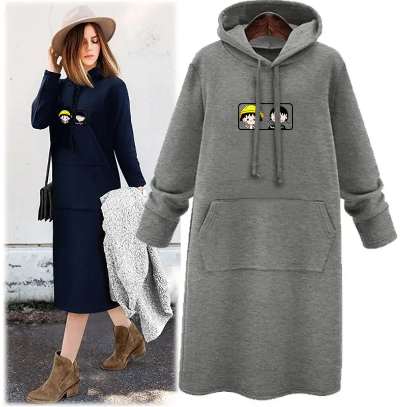 Maroon Hooded Hoodie for Women Large Size Autumn Winter - Image 4