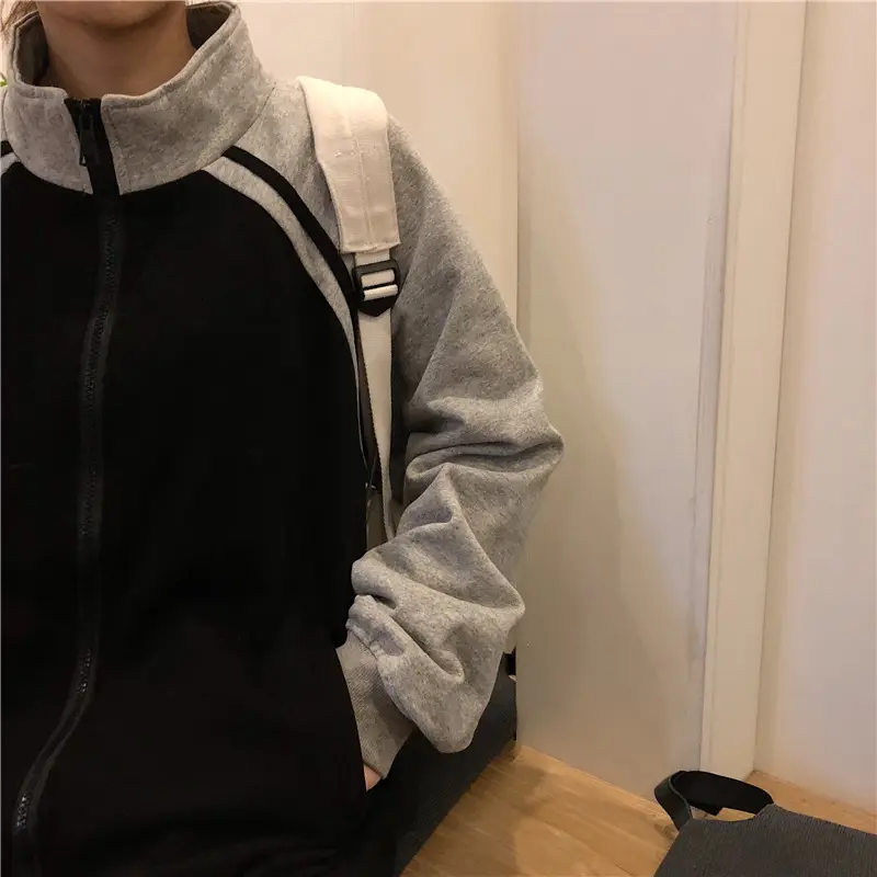 Women Baseball Coat Red Long Sleeve Large Size — feature 11